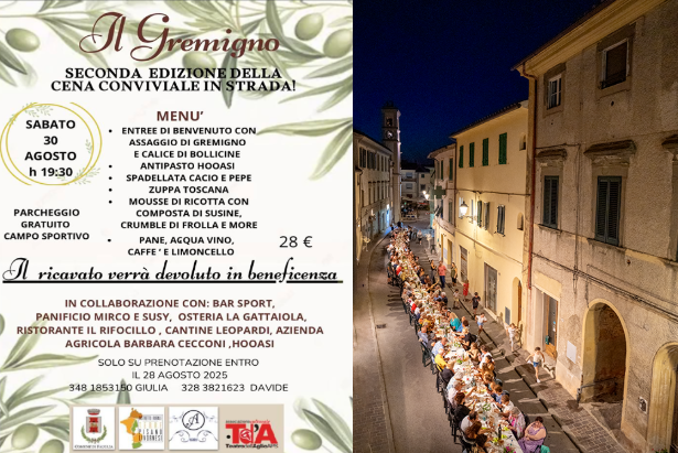 Il volantino illustrativo e la cena in strada di fine giugno