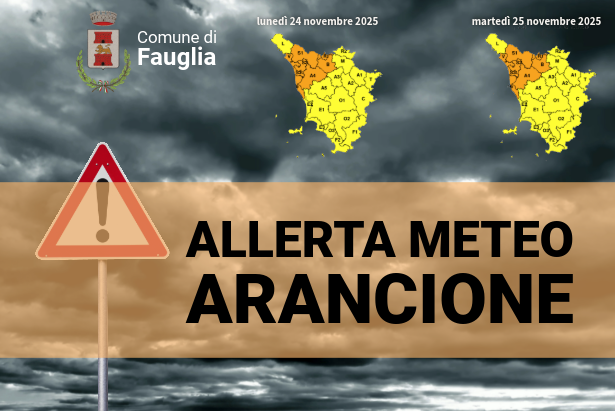 Le cartine indicanti le zone toscane con stato di allerta arancione