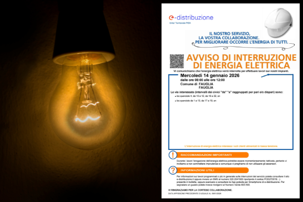 L'avviso di interruzione di energia elettrica emanato da E-distribuzione