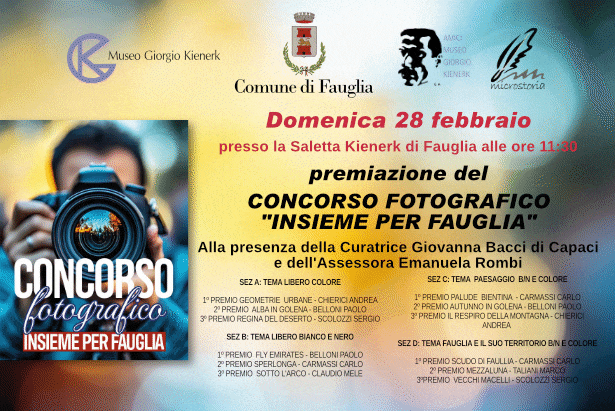 Il volantino relativo alla premiazione del concorso fotografico