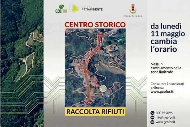 L'elaborazione grafica del cambiamento orario di raccolta rifiuti