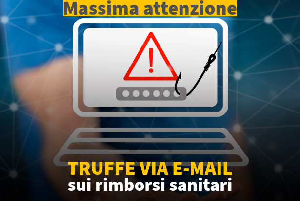 La grafica che illustra l'allerta sulle truffe per i rimborsi sanitari