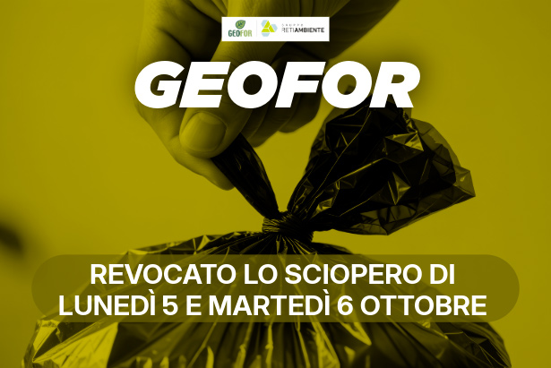 La grafica con cui si annuncia la revoca dello sciopero alla Geofor