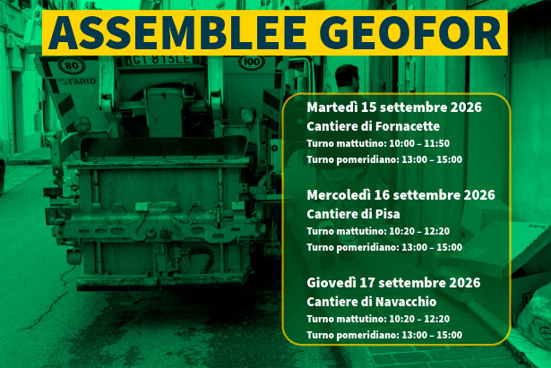 L'infografica con il calendario delle assemblee indette dalla Rsu di Geofor
